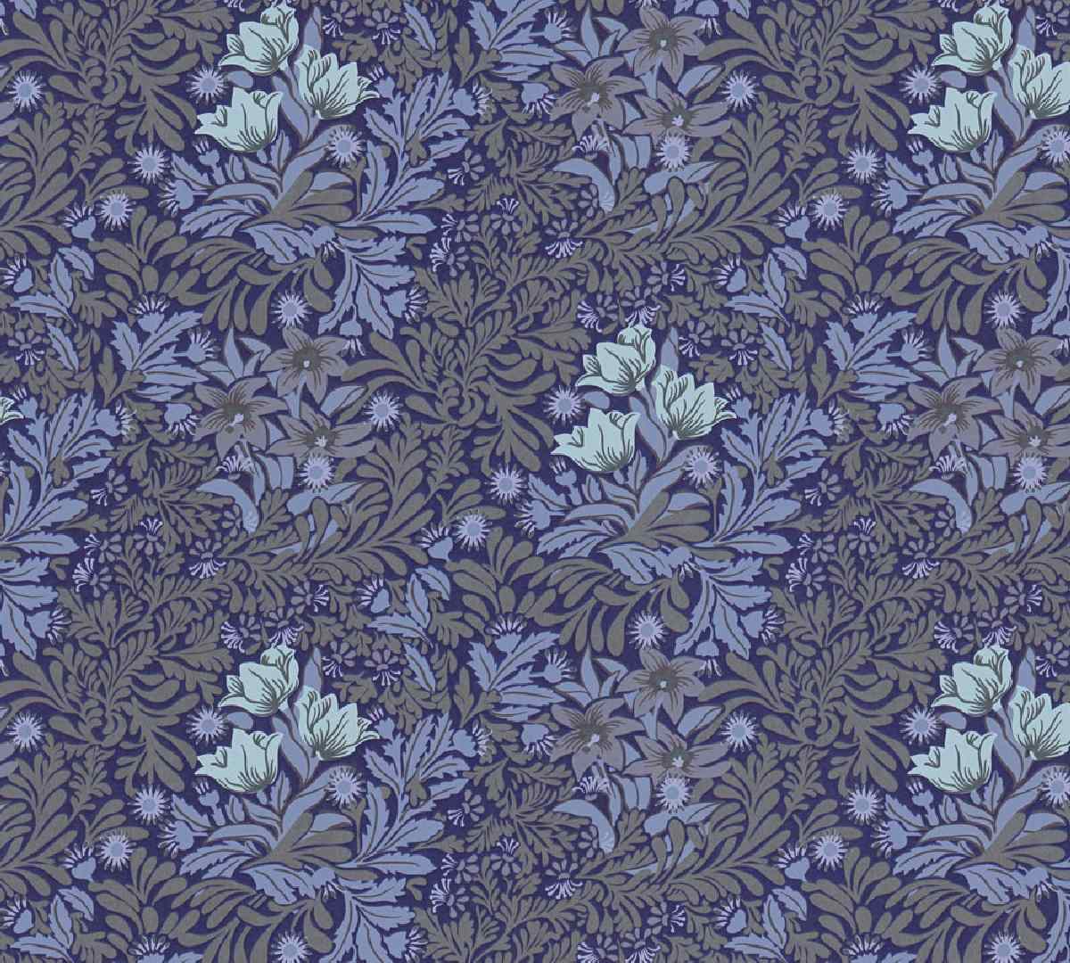 Vliestapete Art of Eden 390571 - Blumentapete Muster - Blau, Grau